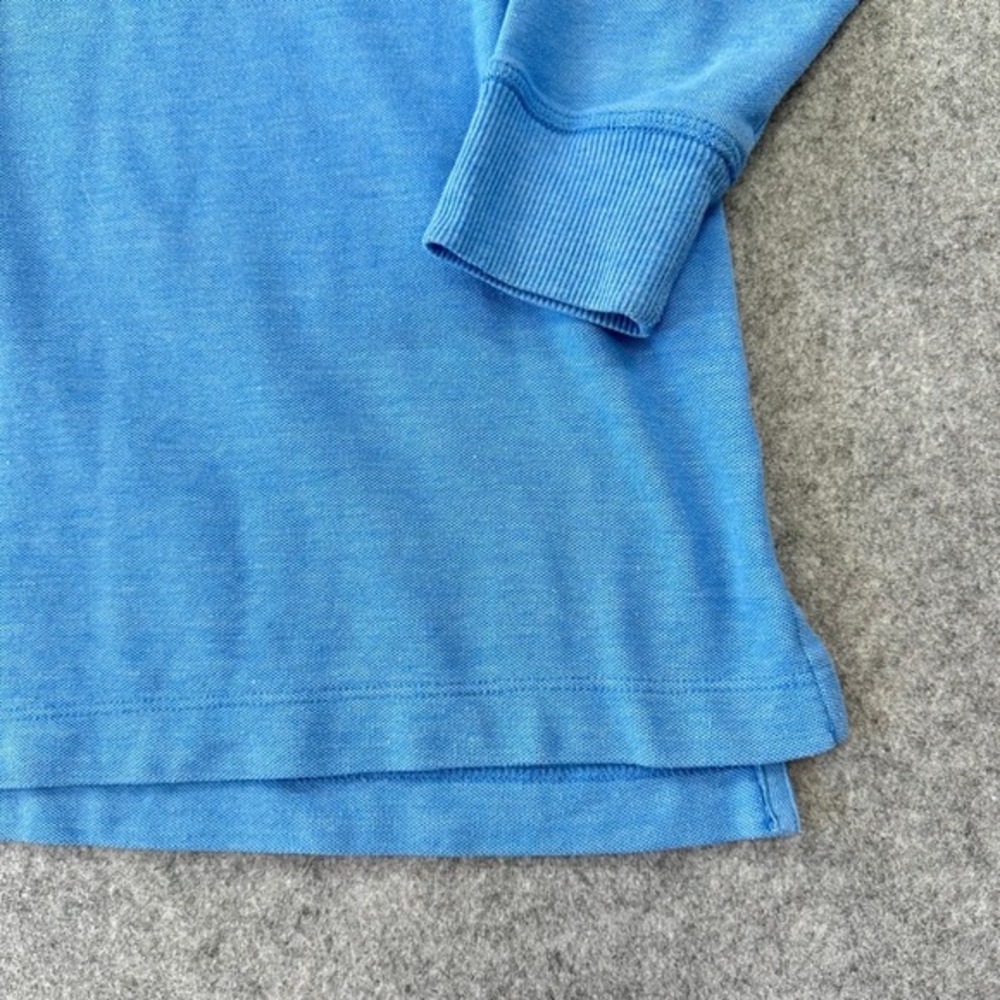 Lauren Ralph Lauren Blue Pique Knit Long Sleeve Crewneck Top LRL Monogram Preppy - Picture 6 of 10